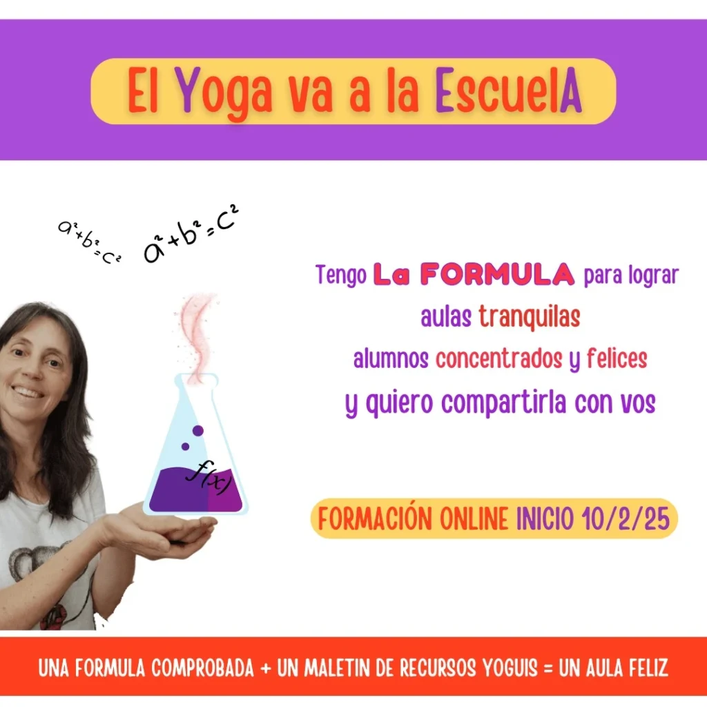 Yoga en el aula. Flyer promocional de El Yoga va a la Escuela